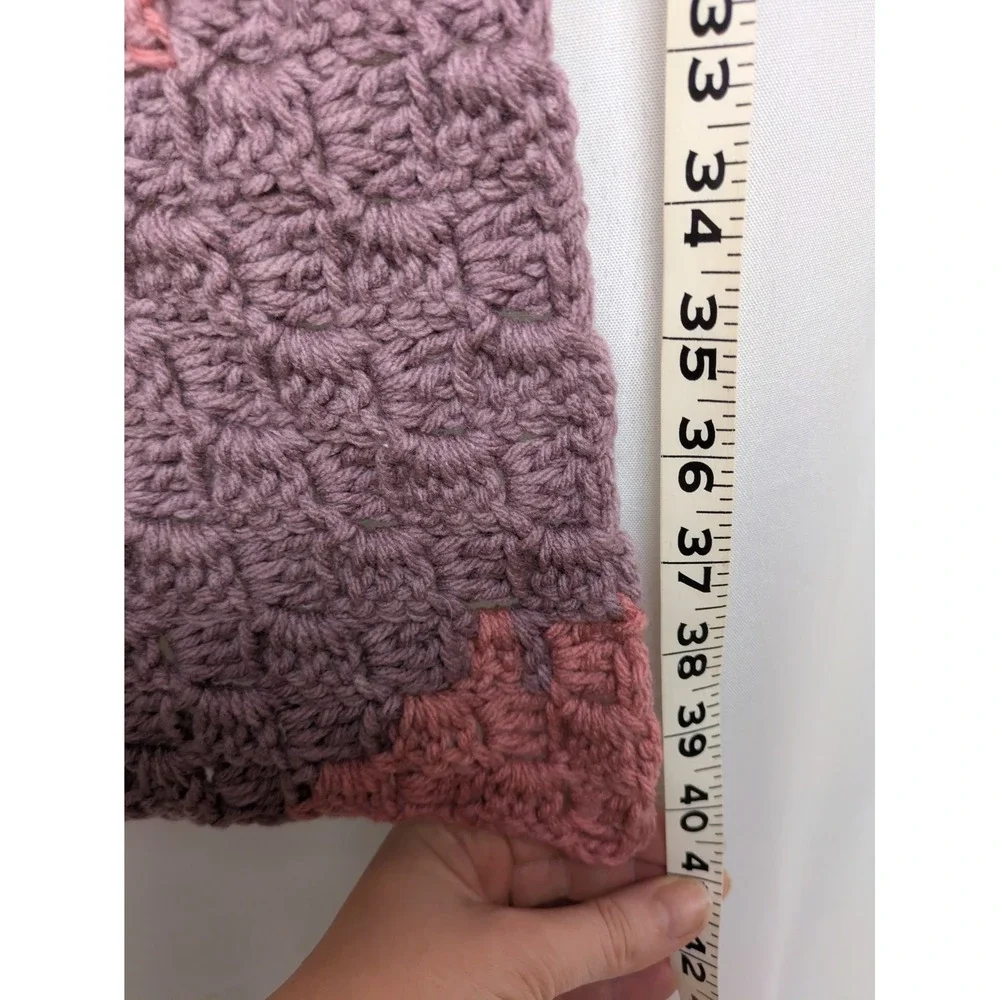 Handmade C2C Crochet Blanket‎ Throw Afghan Ombre Pink Cream Purple 40